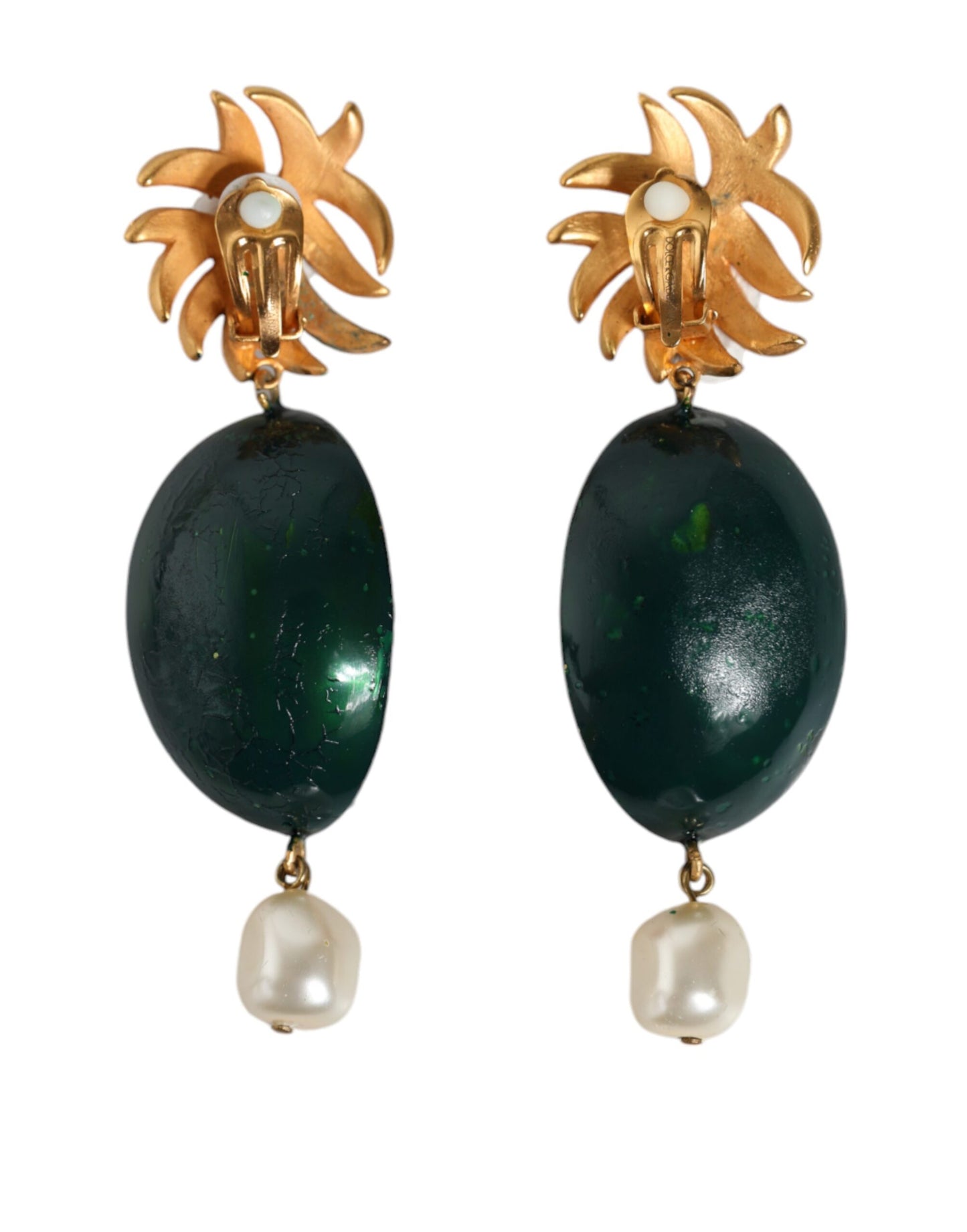 Sandía roja Oro Latón Cristal Clip Pendientes colgantes