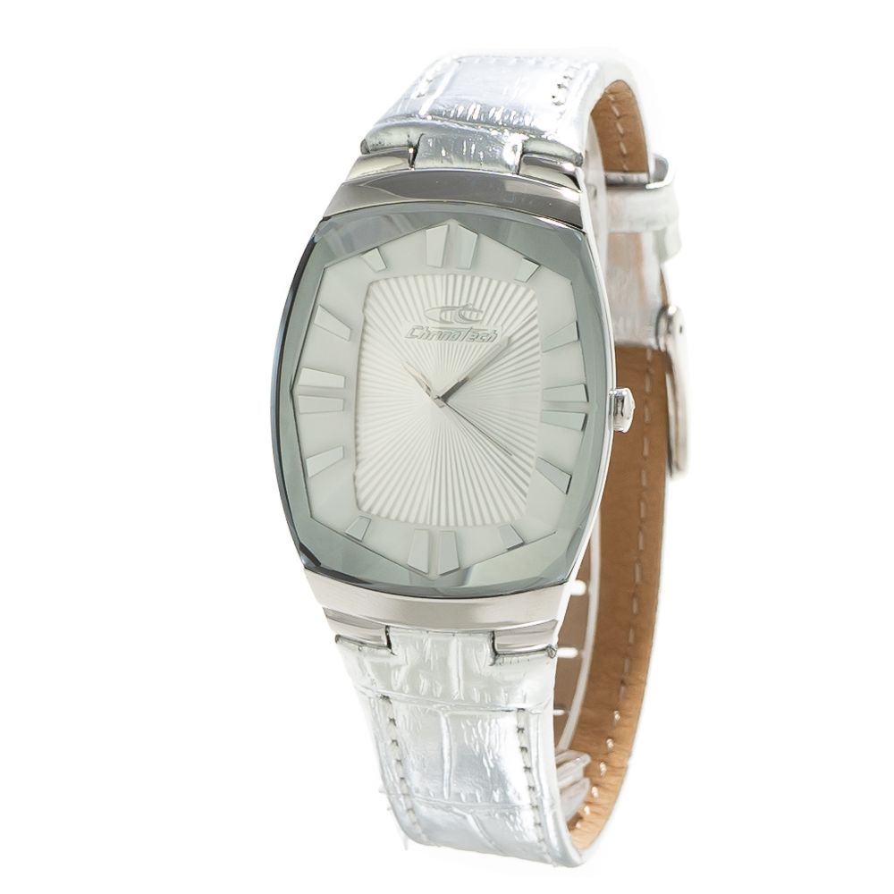 Reloj de cuero plateado
