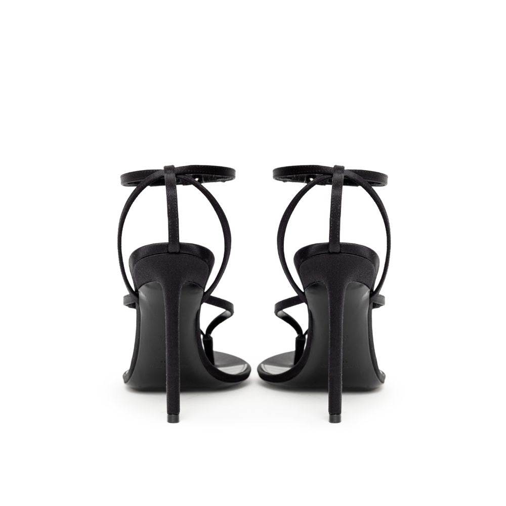 Black Leather E Raso Sandal