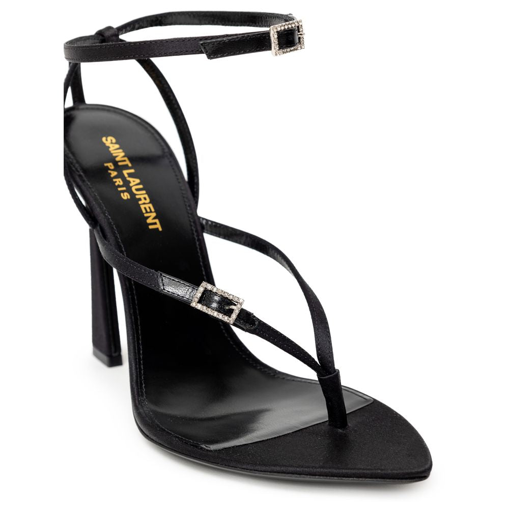 Black Leather E Raso Sandal