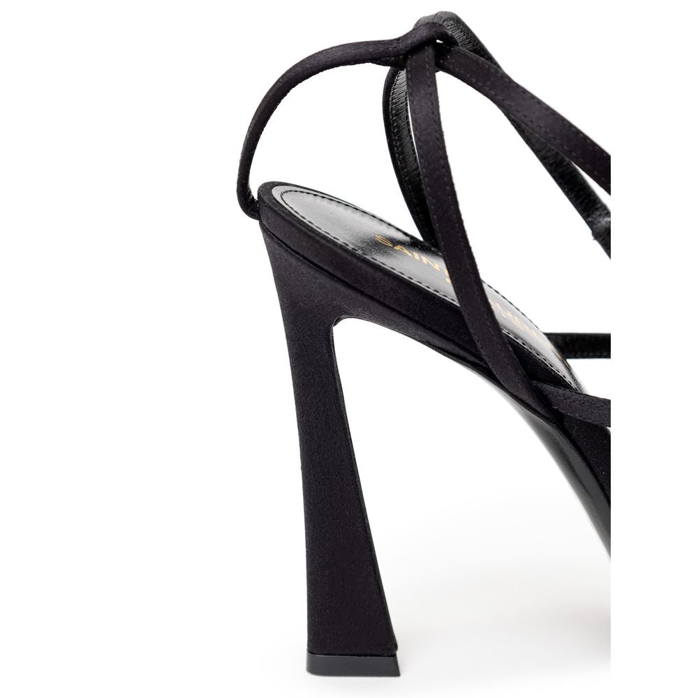 Black Leather E Raso Sandal