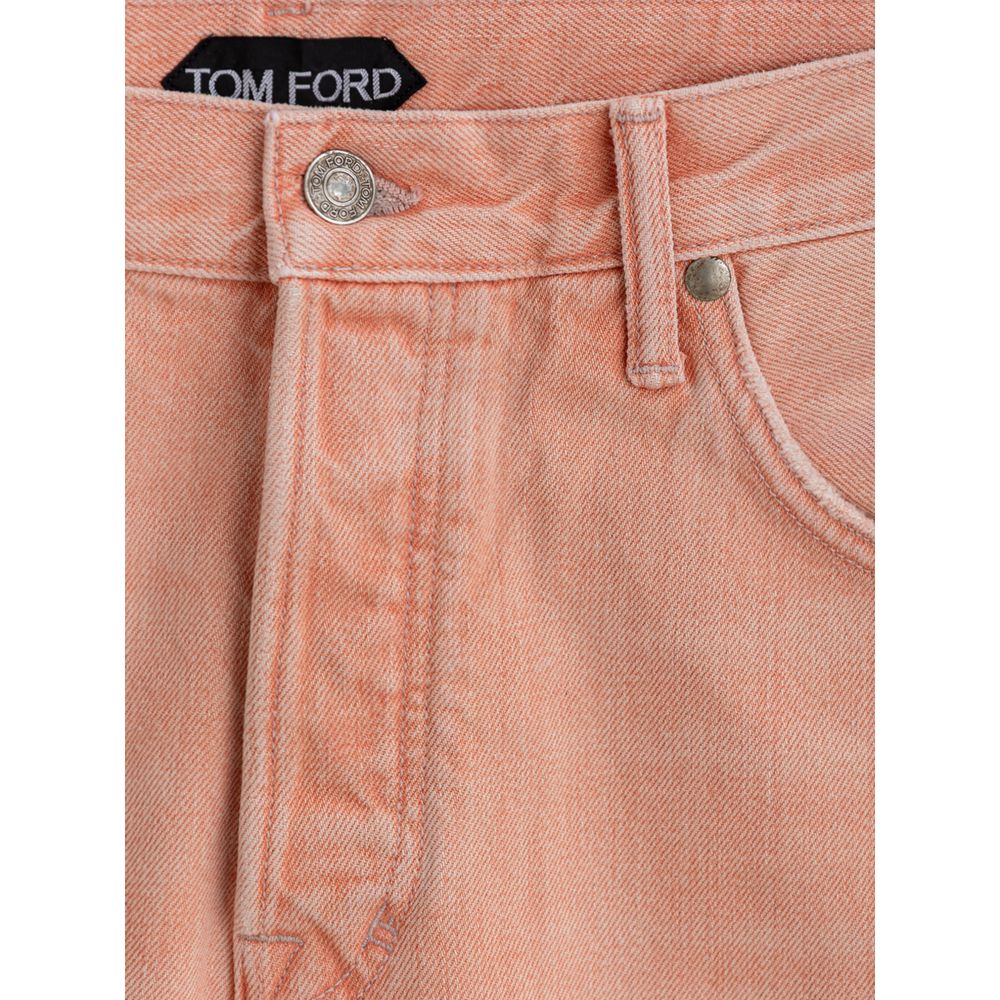 Pink Cotton Tapered Jean
