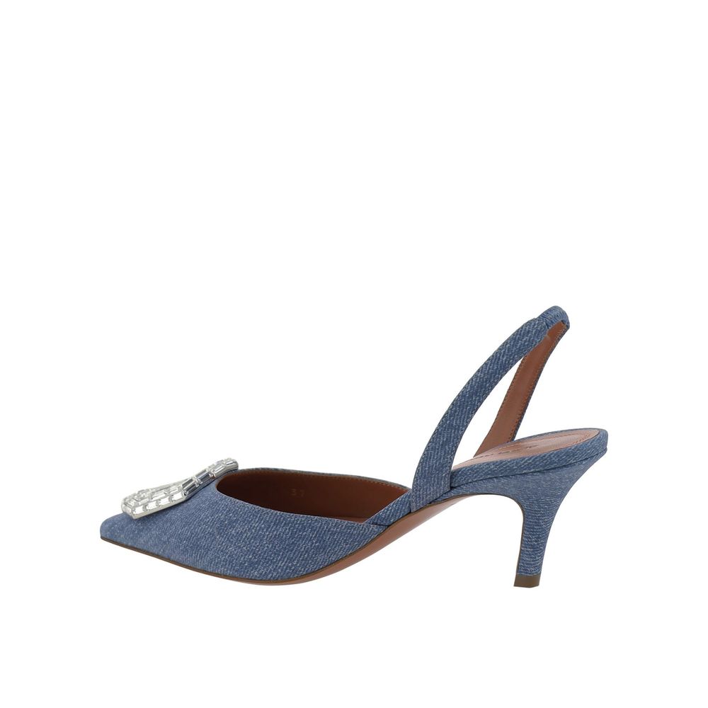 Camelia Sling 60 Printed Denim Pumps