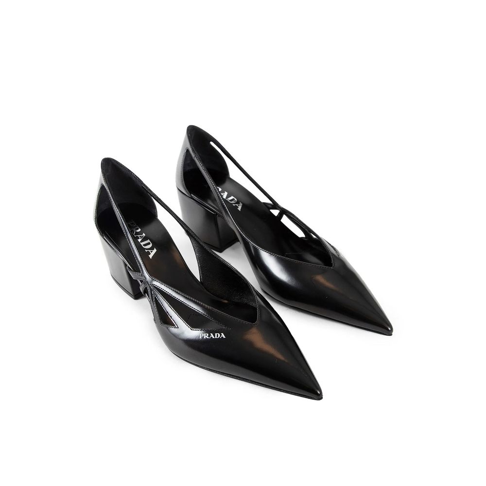 Brushed Leather Cut-Out Pumps