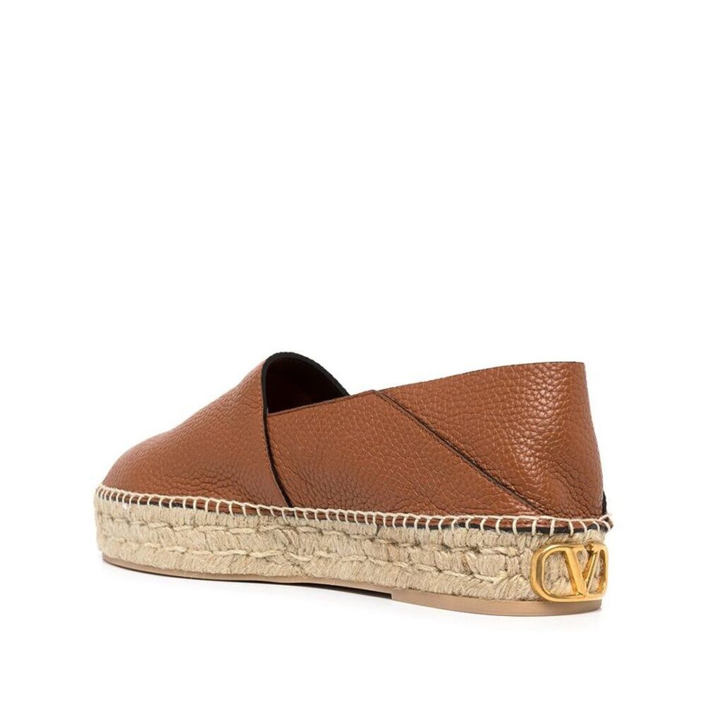 Logo-Plaque Leather Espadrilles