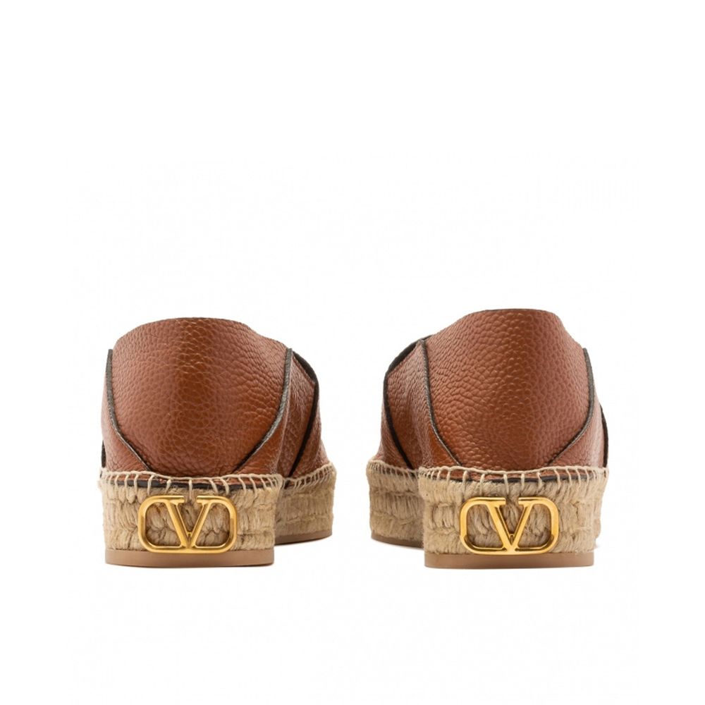 Logo-Plaque Leather Espadrilles