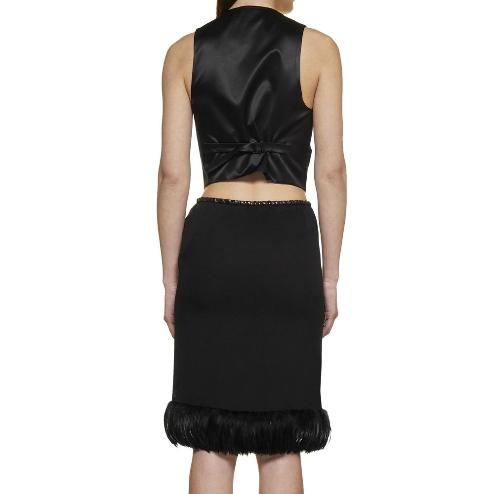 Feathers Trim Silk Skirt