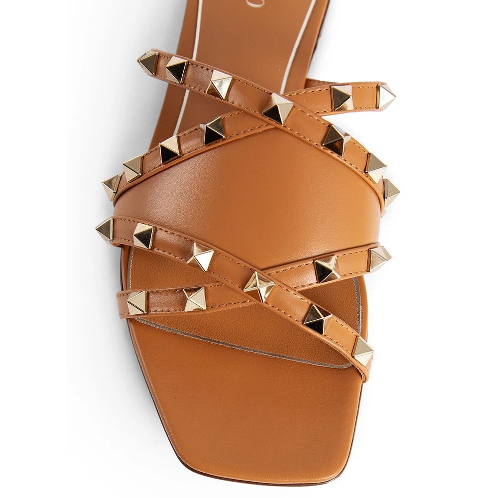 Rockstud Leather Flat Sandals