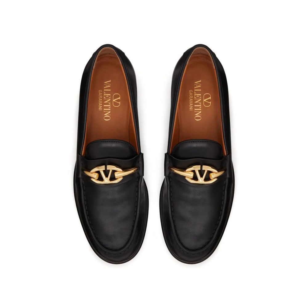 V-Logo Moon Leather Loafers