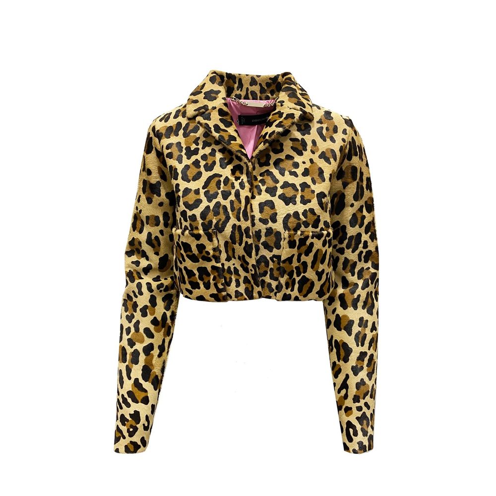 Leopard Calf Hair Cropped Jacket