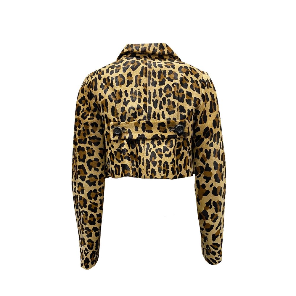 Leopard Calf Hair Cropped Jacket