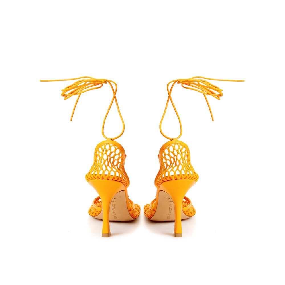 Orange Fabric And Leather Pump