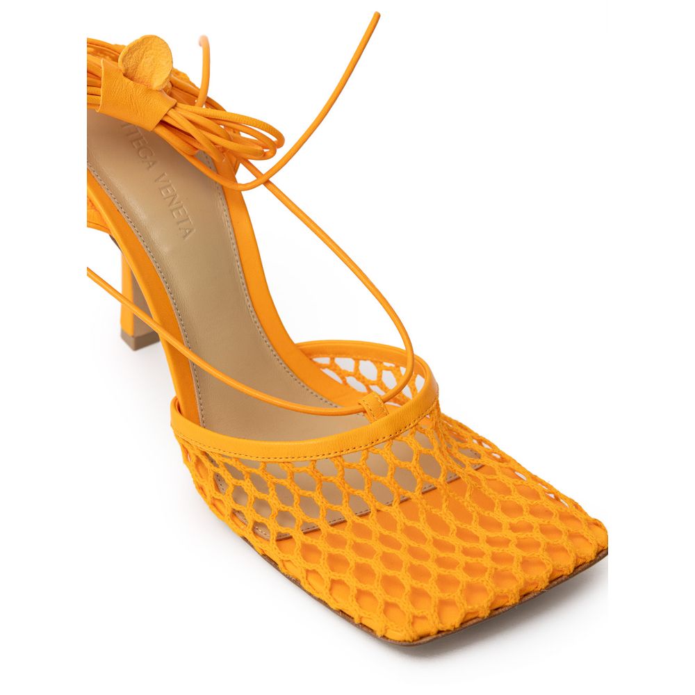 Orange Fabric And Leather Pump