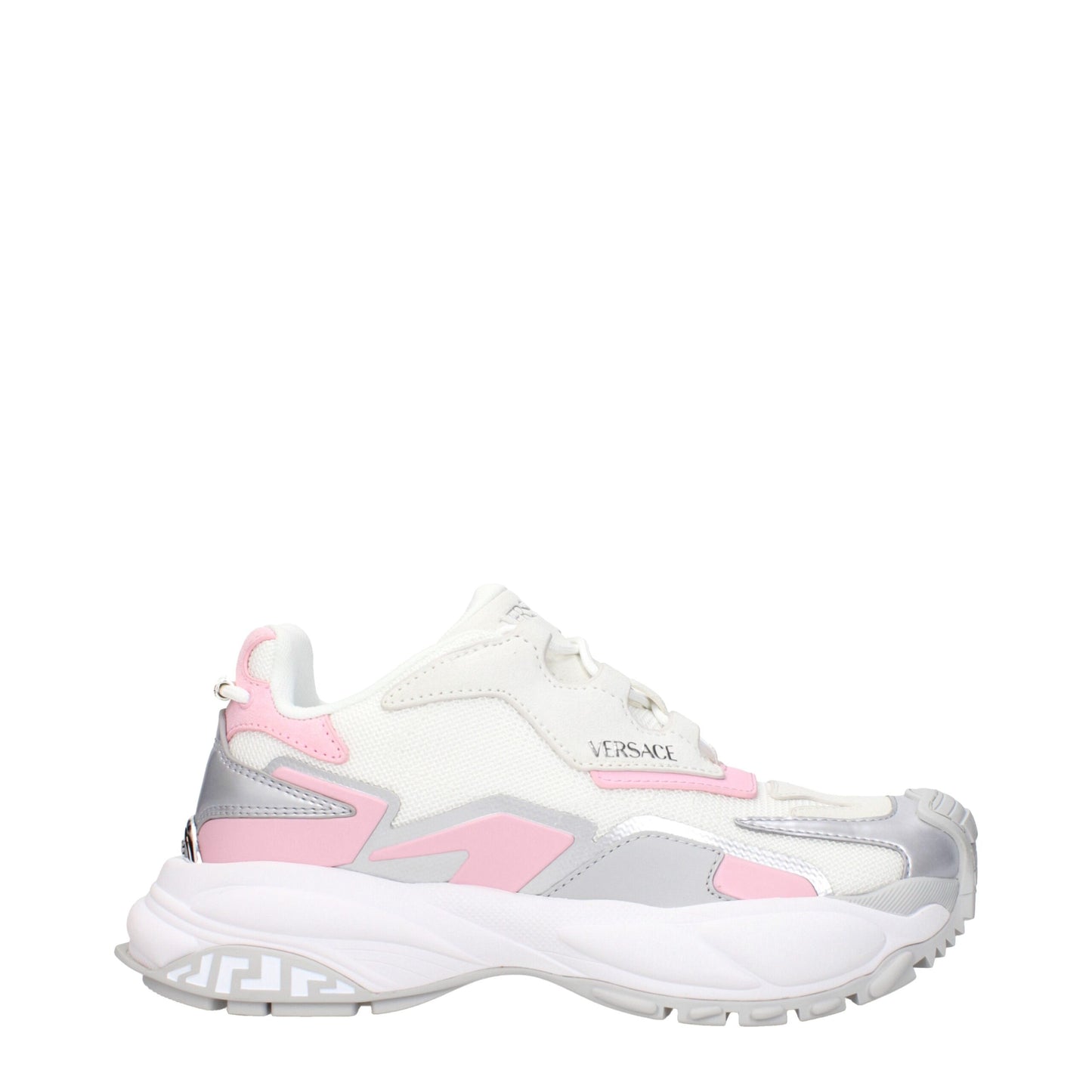 White Fabric Chunky Sneakers