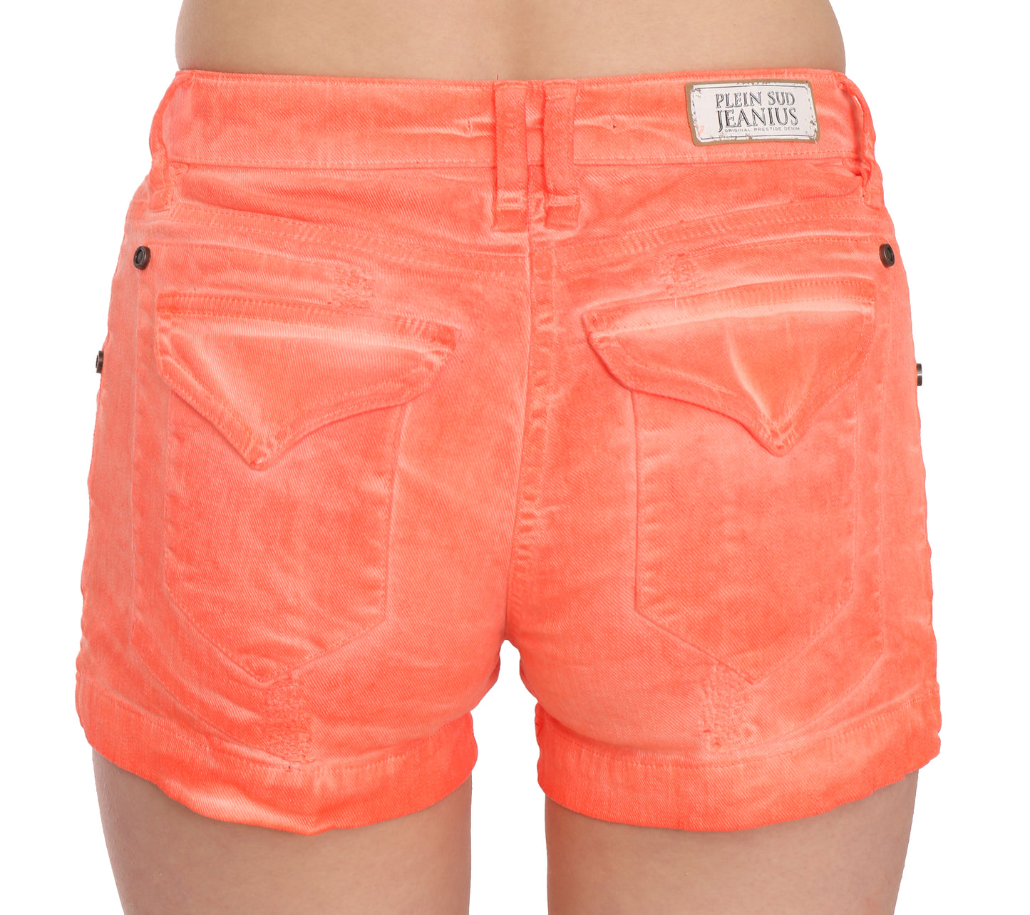 Mini shorts elegantes de cintura media de color naranja