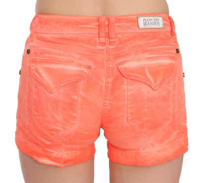 Mini shorts elegantes de cintura media de color naranja