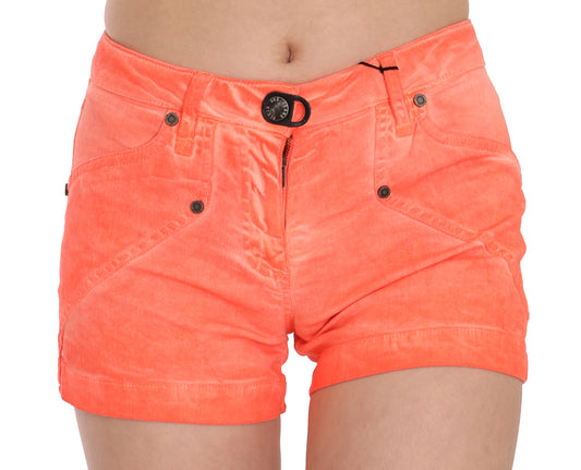 Mini shorts elegantes de cintura media de color naranja