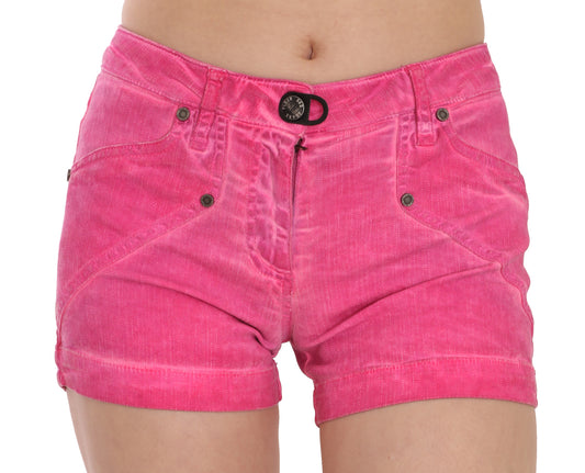 Mini shorts elegantes de cintura media en color rosa