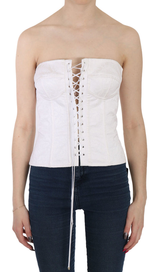 Elegante top blanco sin tirantes