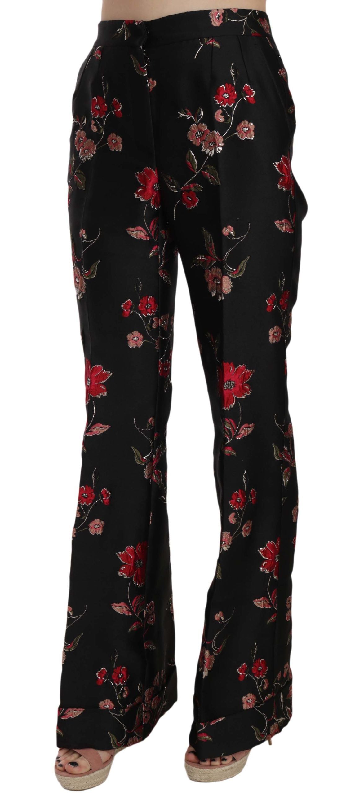 Pantalones elegantes de corte acampanado con estampado floral