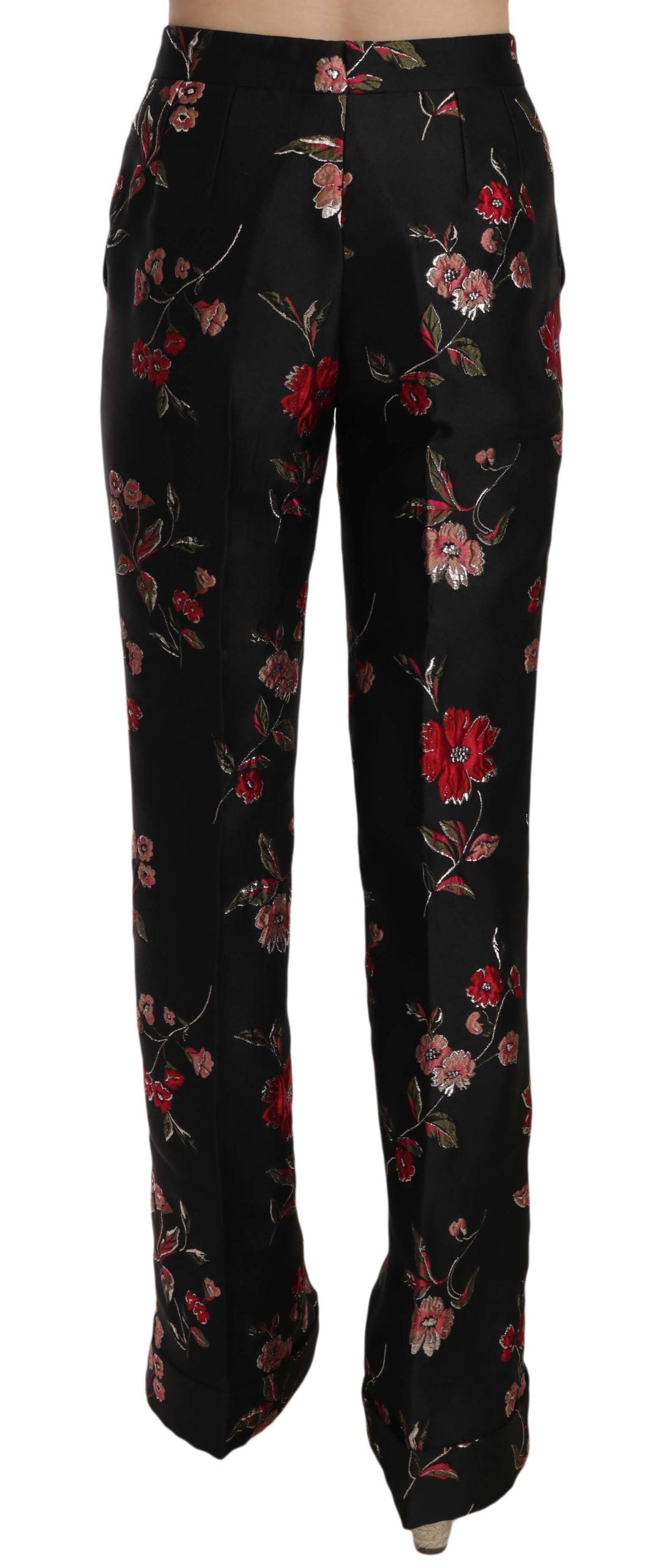 Pantalones elegantes de corte acampanado con estampado floral