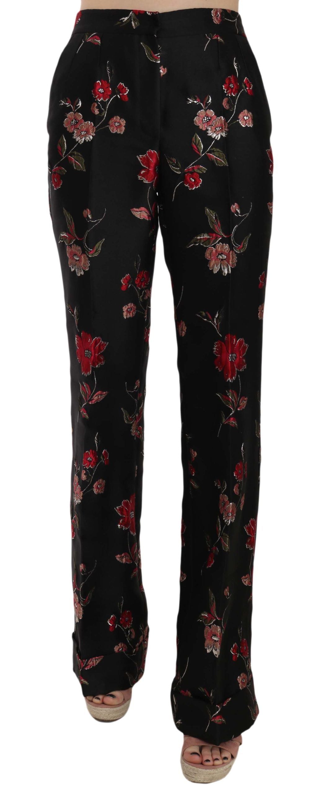 Pantalones elegantes de corte acampanado con estampado floral