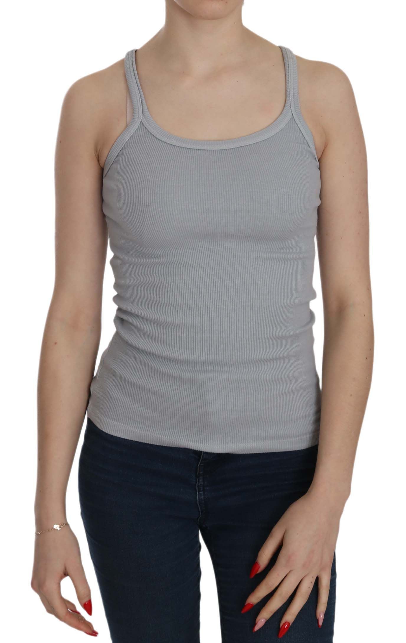 Elegante blusa de algodón gris claro sin mangas