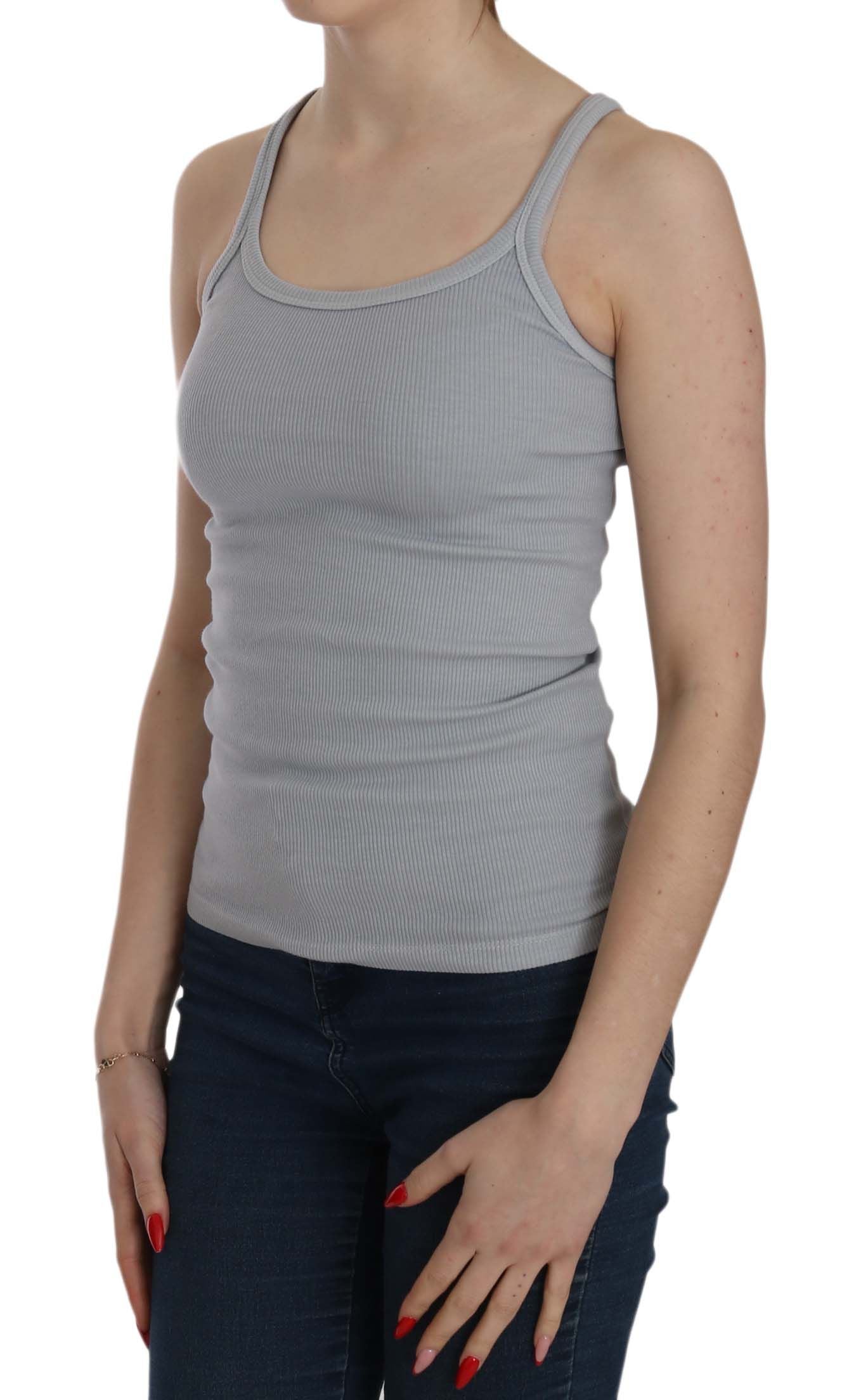 Elegante blusa de algodón gris claro sin mangas