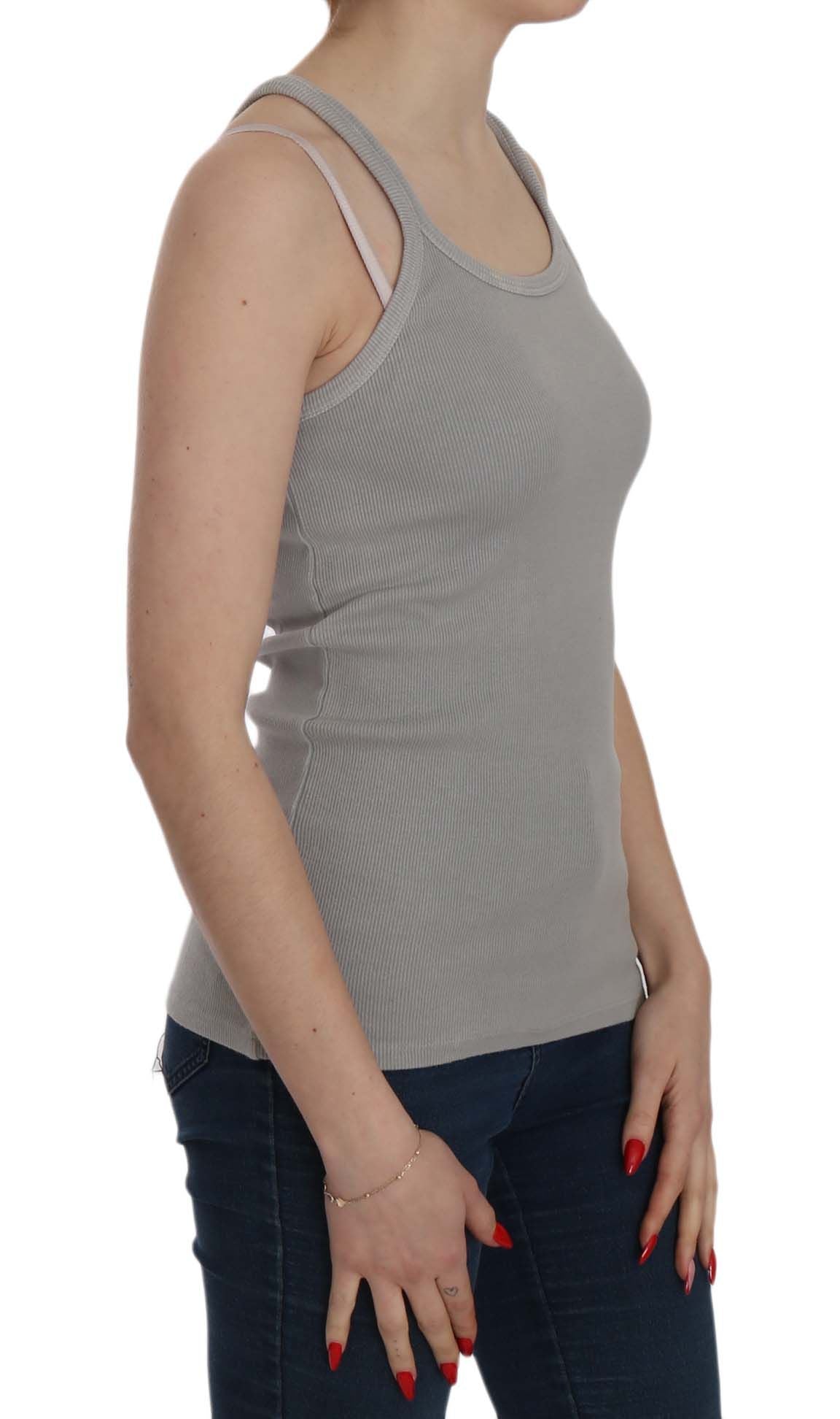 Elegante blusa de algodón gris sin mangas