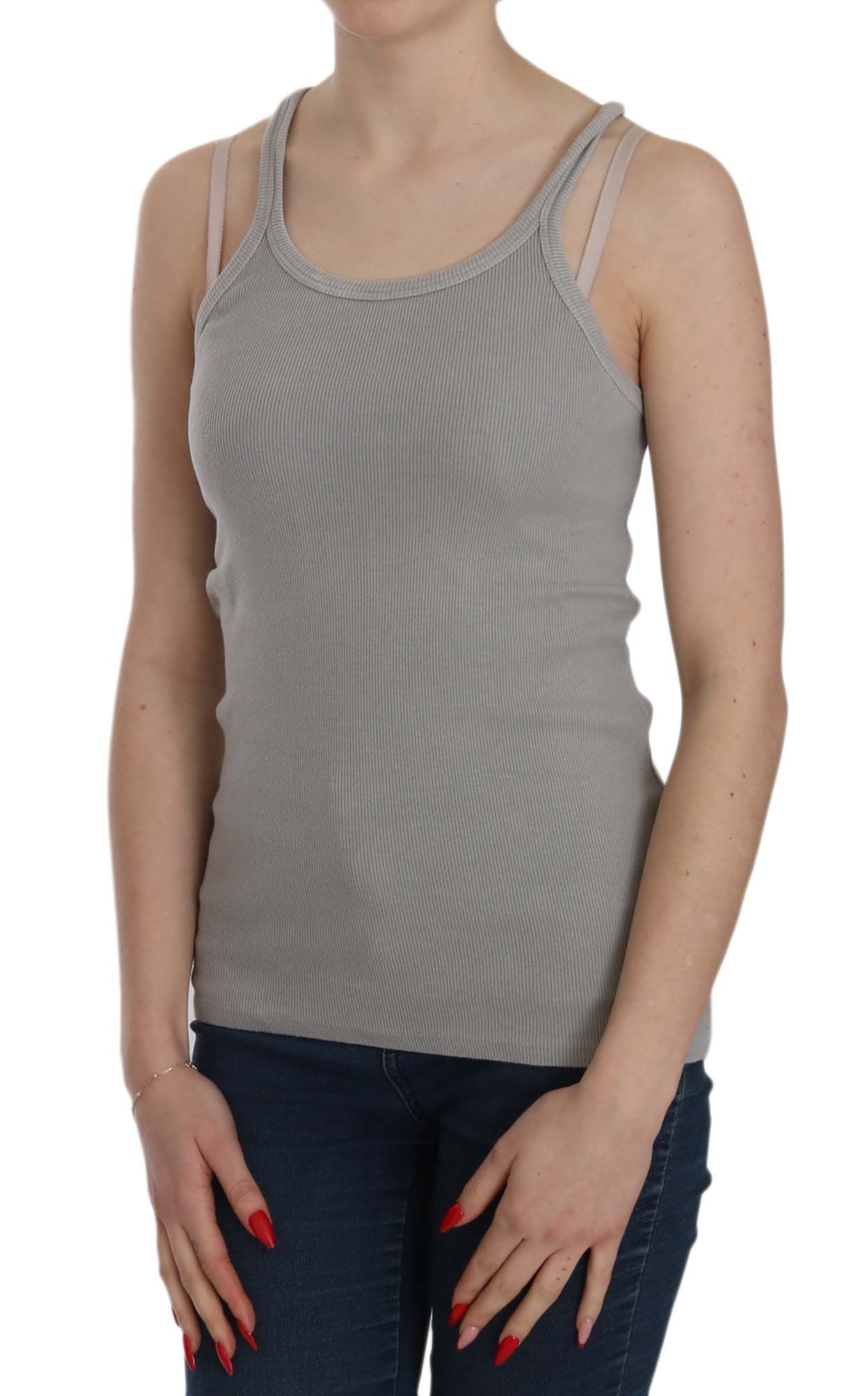 Elegante blusa de algodón gris sin mangas