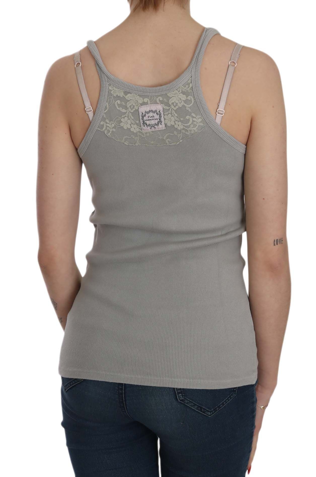 Elegante blusa de algodón gris sin mangas