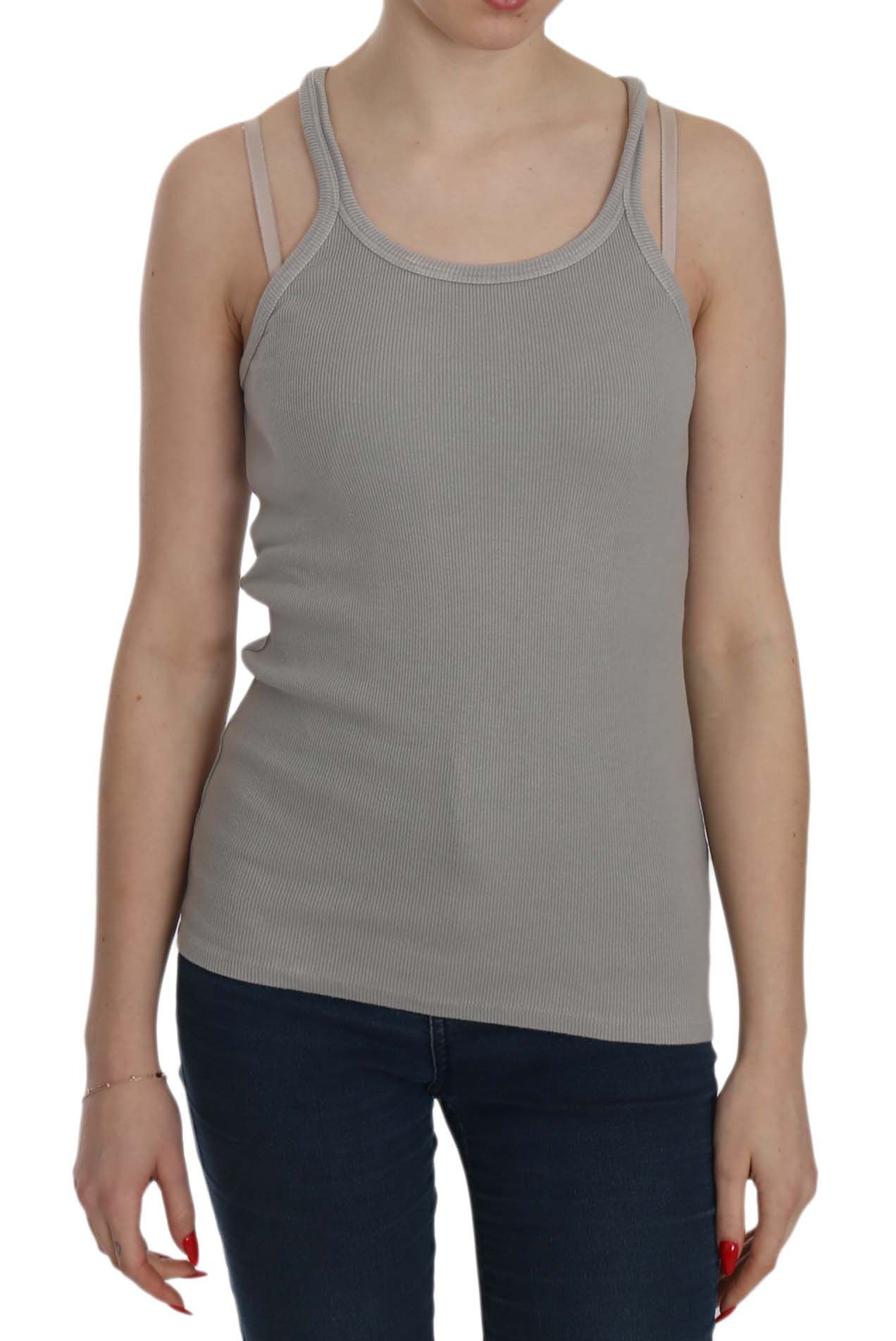 Elegante blusa de algodón gris sin mangas