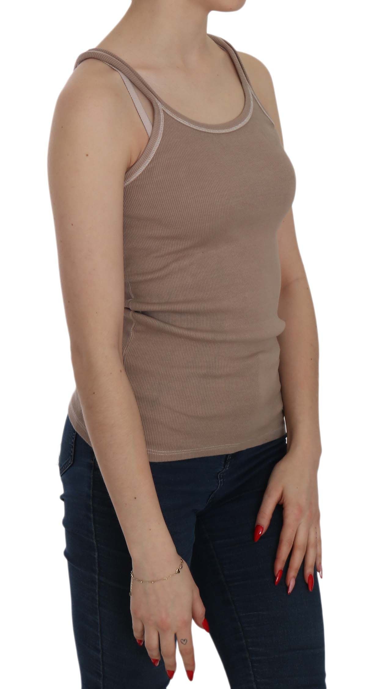 Blusa elegante marrón sin mangas con tirantes finos