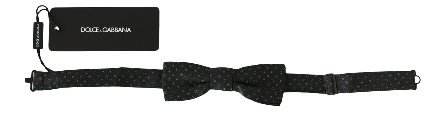 Elegant Gray Silk Patterned Bow Tie