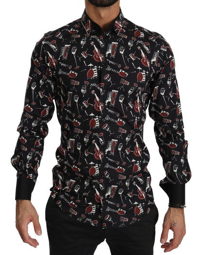Black Musical Instrument Slim fit Shirt