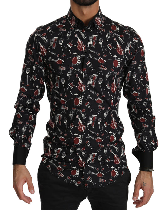 Black Musical Instrument Slim fit Shirt