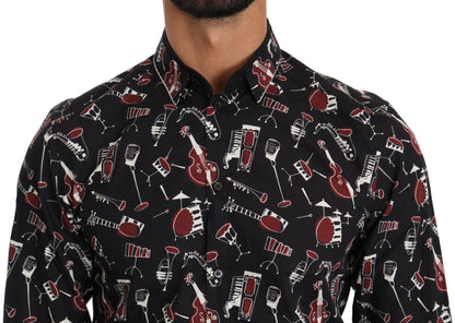 Black Musical Instrument Slim fit Shirt