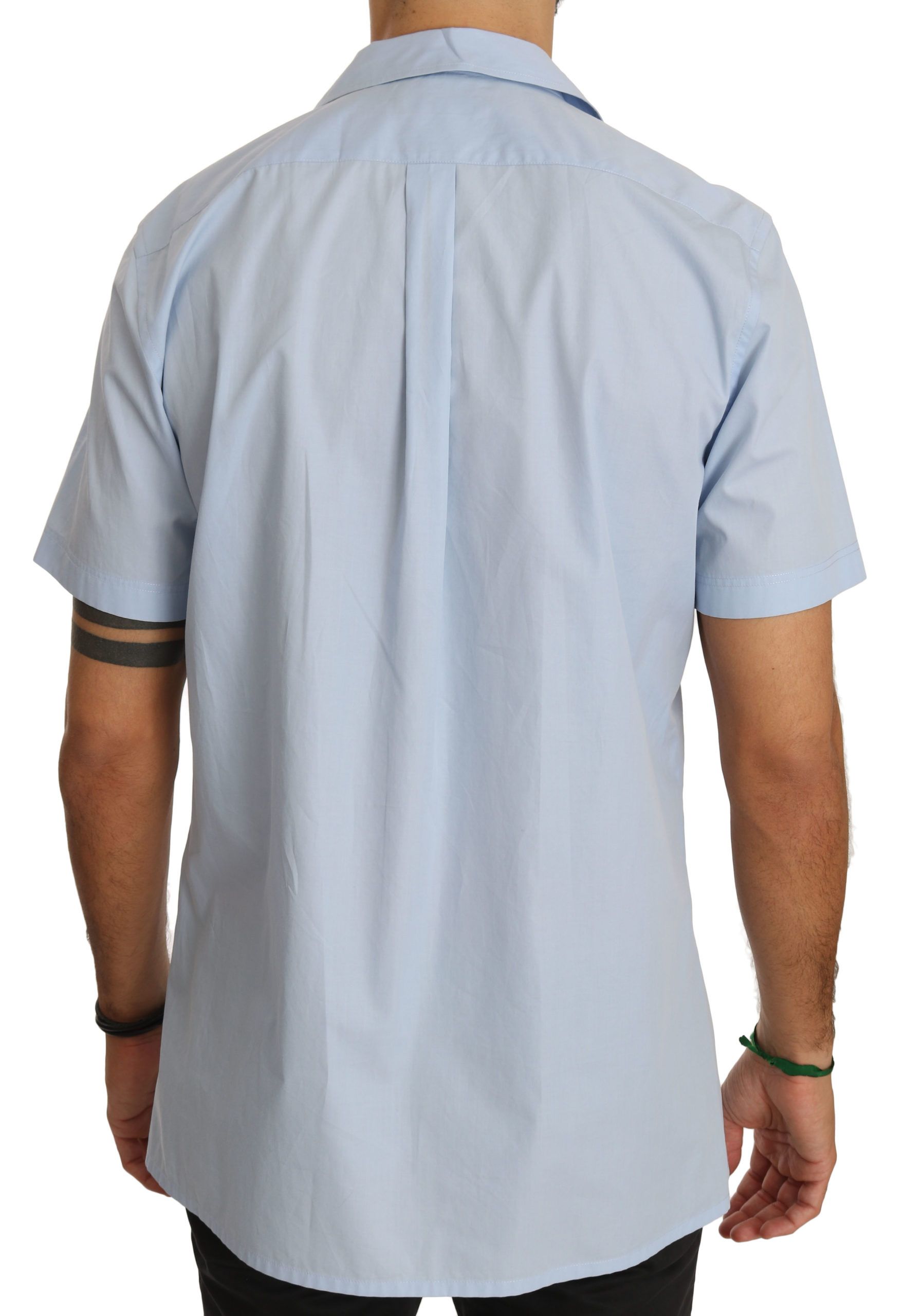 Camisa casual elegante de algodón azul