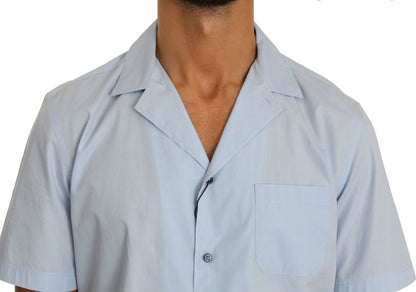 Camisa casual elegante de algodón azul