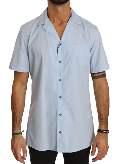 Camisa casual elegante de algodón azul