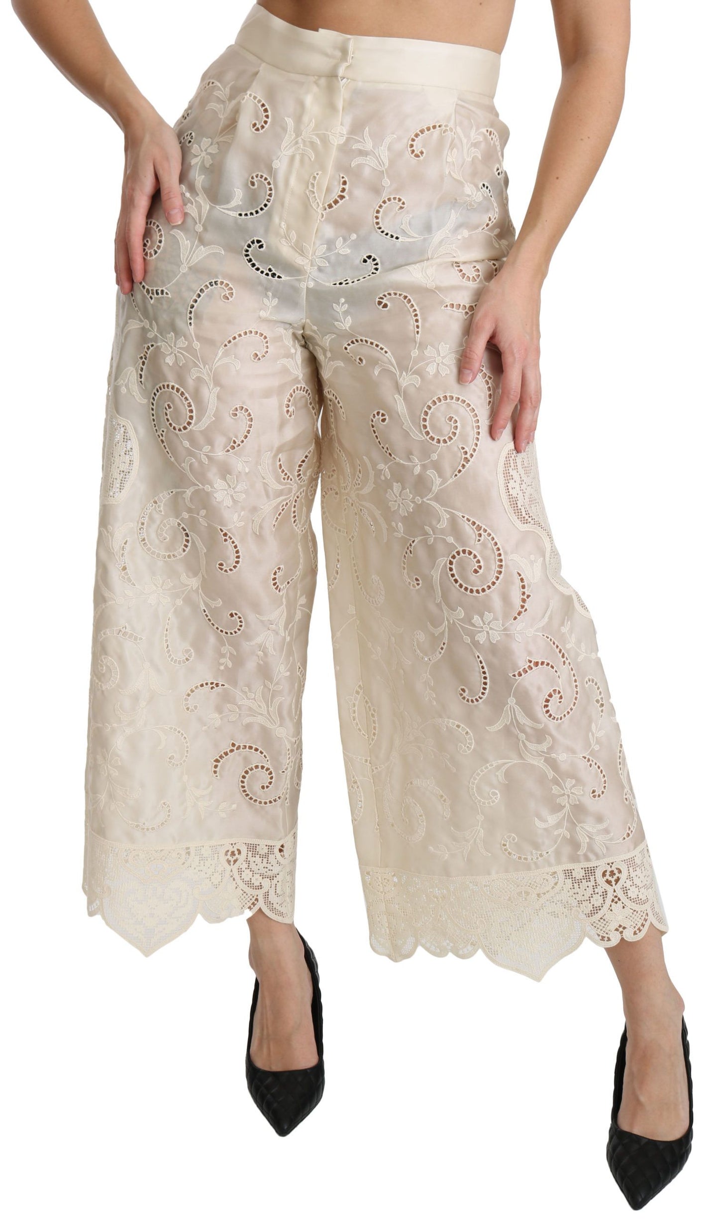 Elegant High Waist Palazzo Cropped Pants