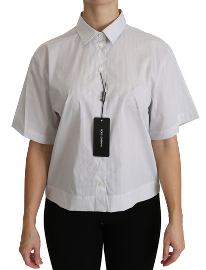 Elegant White Cotton Polo Top