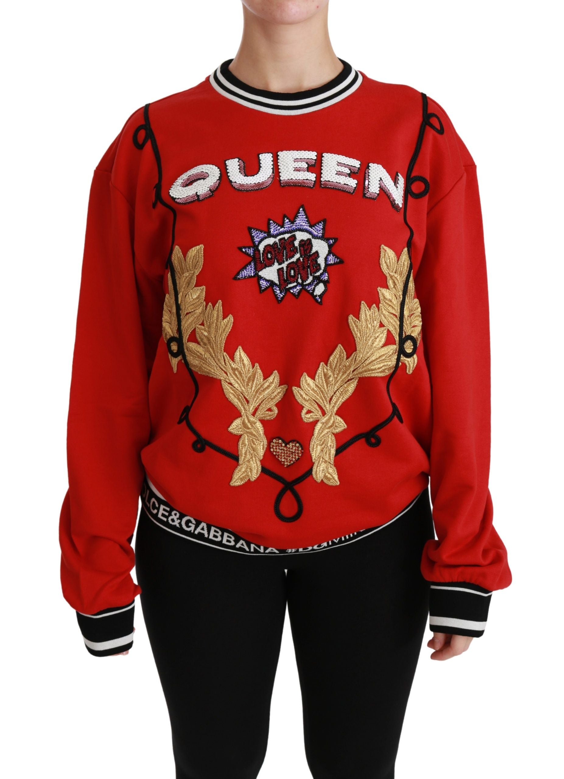 Radiant Red Sequined Crew Neck Sweater