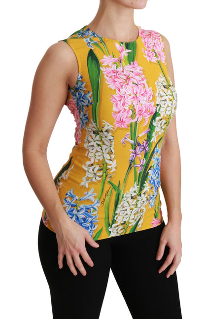 Blusa sin mangas con cuello redondo y estampado floral Sunshine