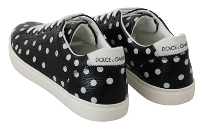 Black Polka Dotted Leather Sneakers