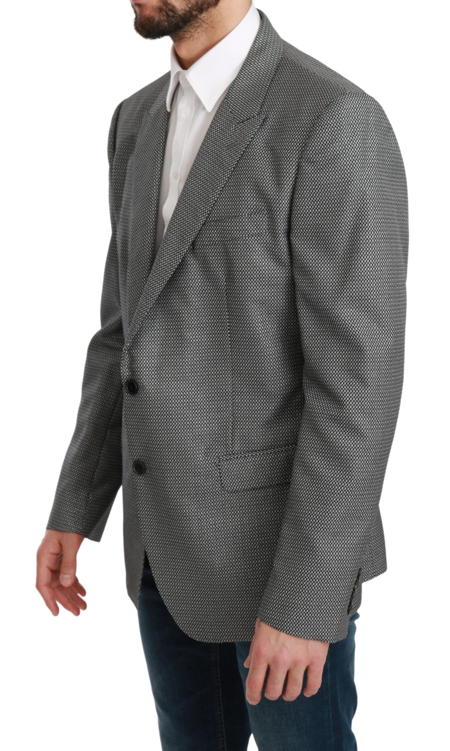 Blazer elegante de corte entallado con estampado de fantasía en color gris