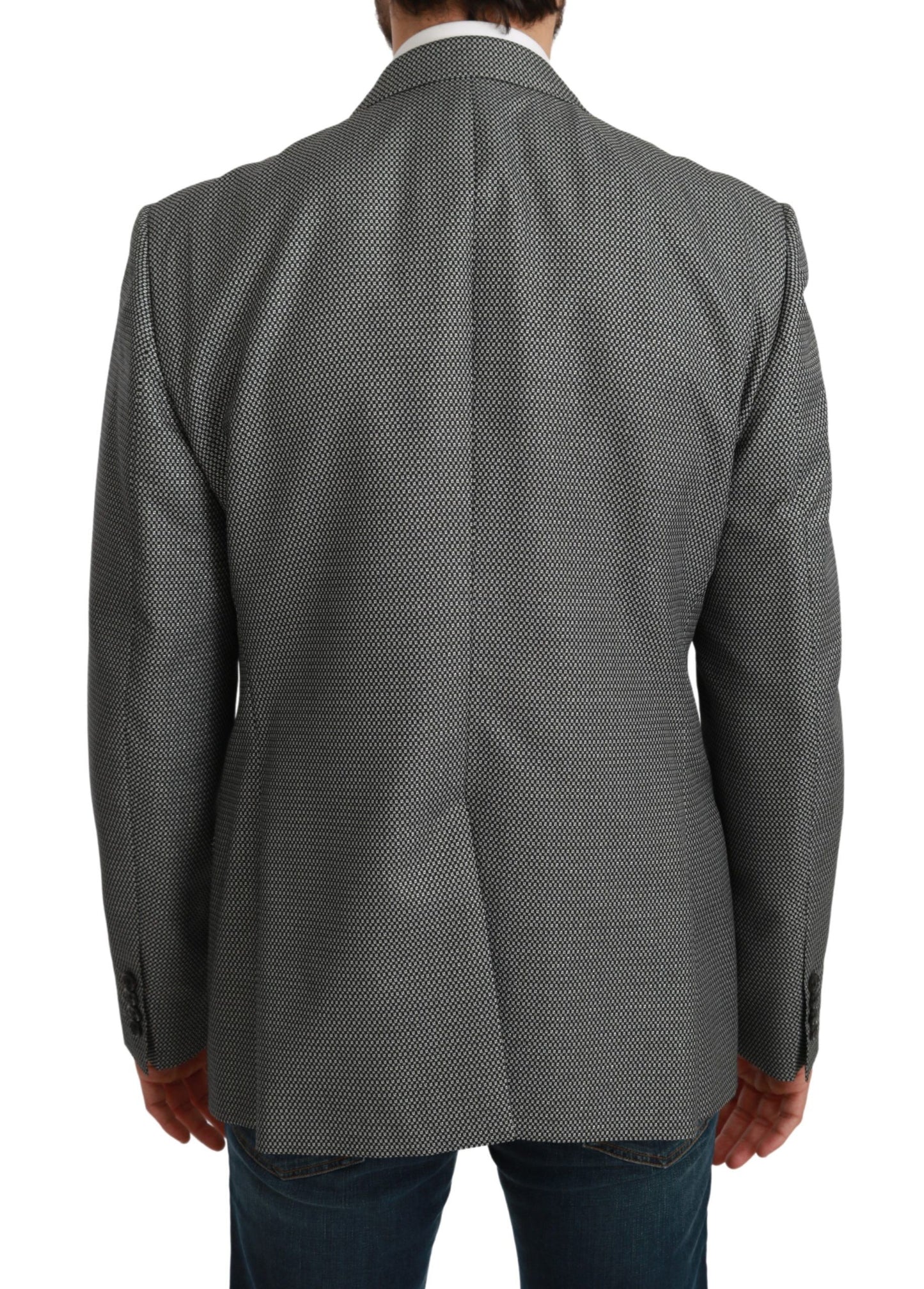 Blazer elegante de corte entallado con estampado de fantasía en color gris