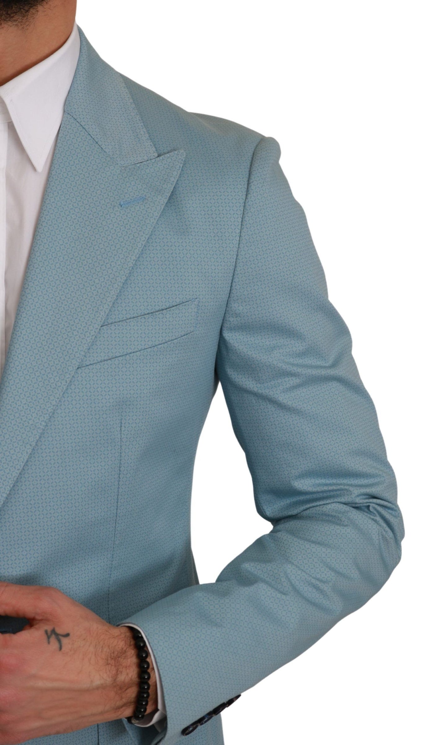 Elegante blazer con estampado de fantasía azul