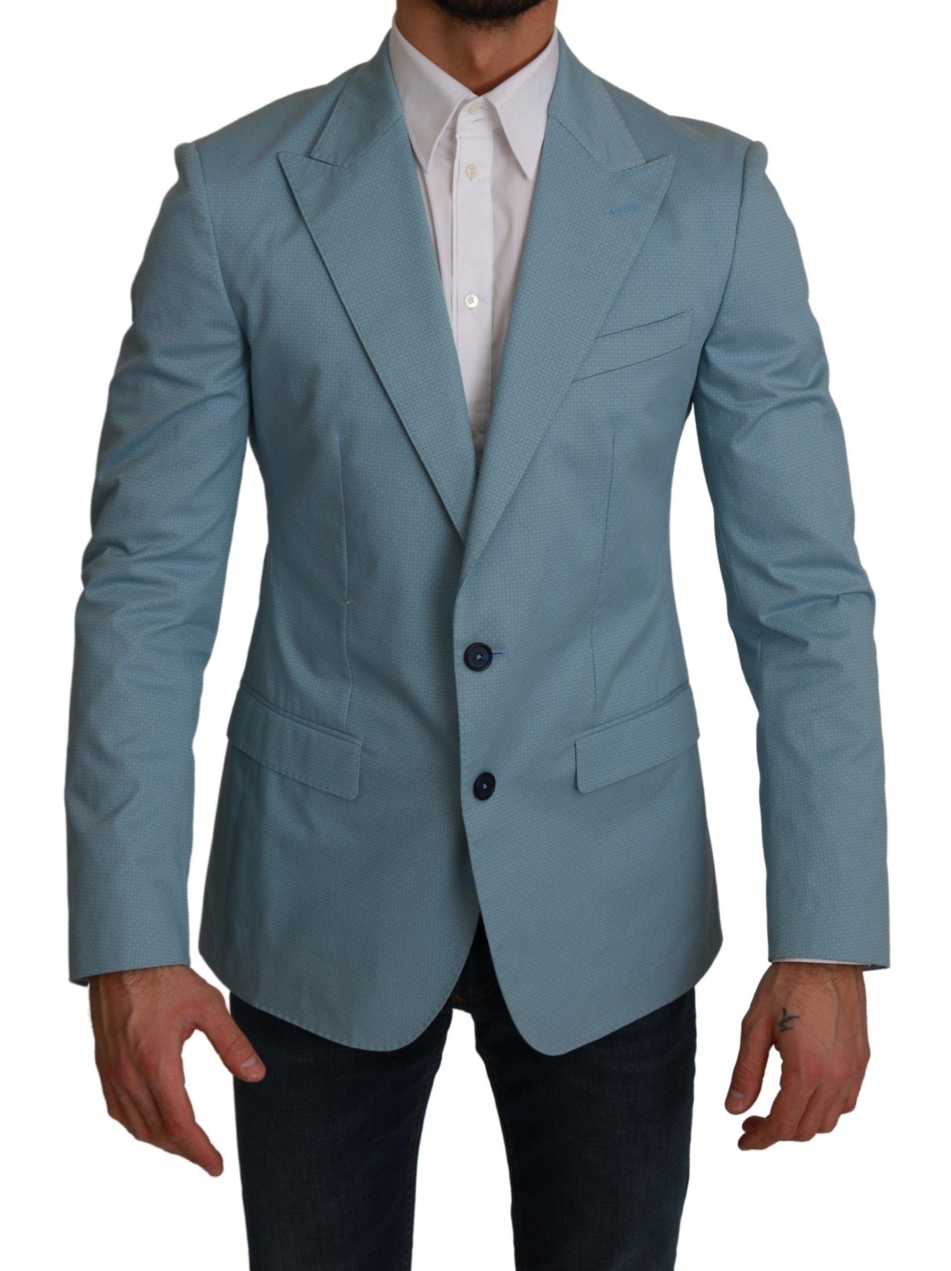 Elegante blazer con estampado de fantasía azul