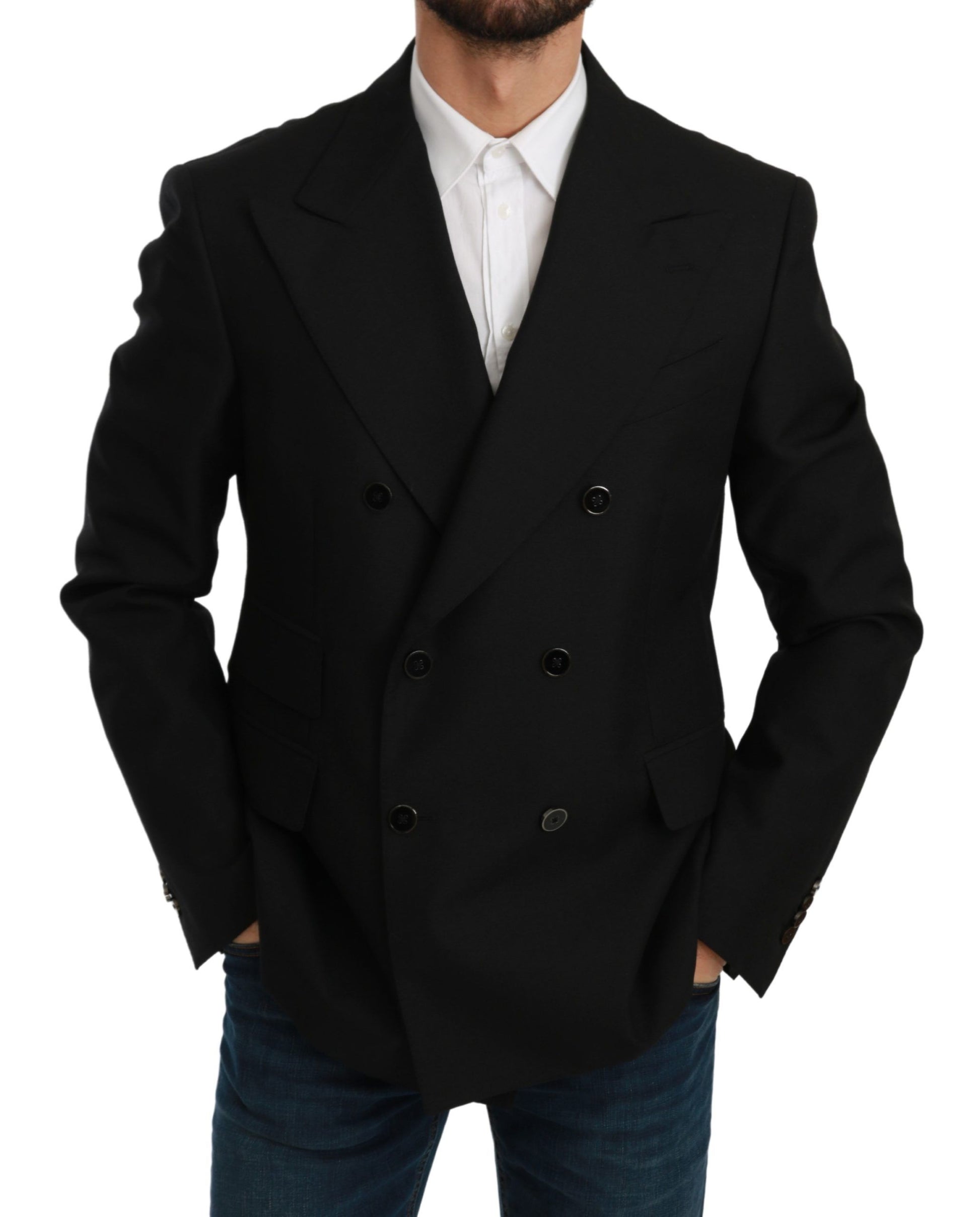 Elegante blazer formal ajustado de color negro